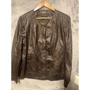 Dana Buchman Blazer Jacket NWT Size XL Beautiful Snakeskin Print Brown. CAREER